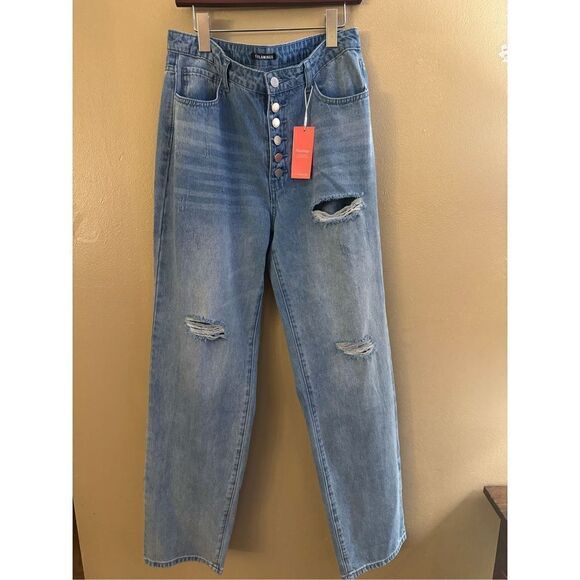 New Flamingo | Pants & Jeans | Women’s Relaxed Exposed Button Fly High Rise Dist - Picture 1 of 7